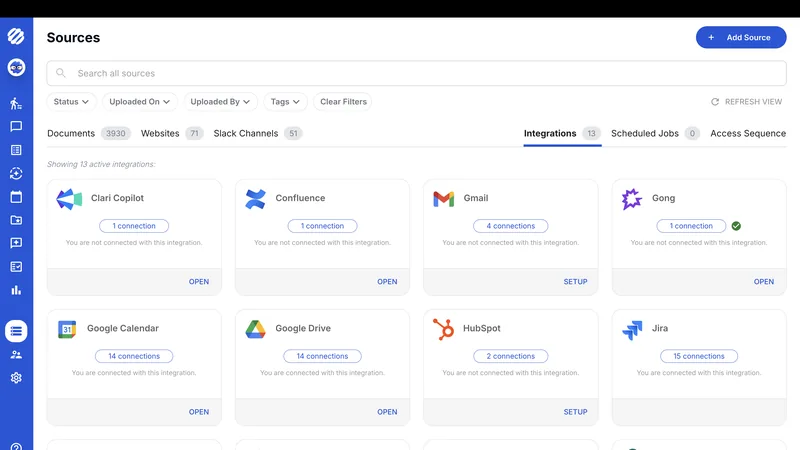 Tribble Sources: the connected systems the Brain draws answers from